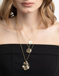 Gold Plated Molten Layered Necklace Pack - link has visual effect only