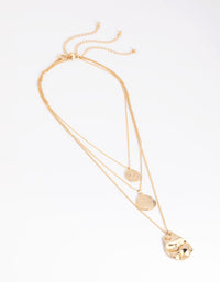 Gold Plated Molten Layered Necklace Pack - link has visual effect only