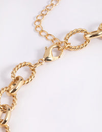 Gold Plated Textured Oval Layered Necklace - link has visual effect only