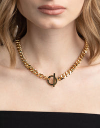 Gold Plated Fob Curb Chain T&O Necklace - link has visual effect only