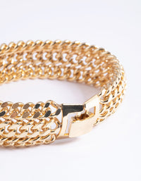 Gold Plated Curb Chain Bracelet - link has visual effect only