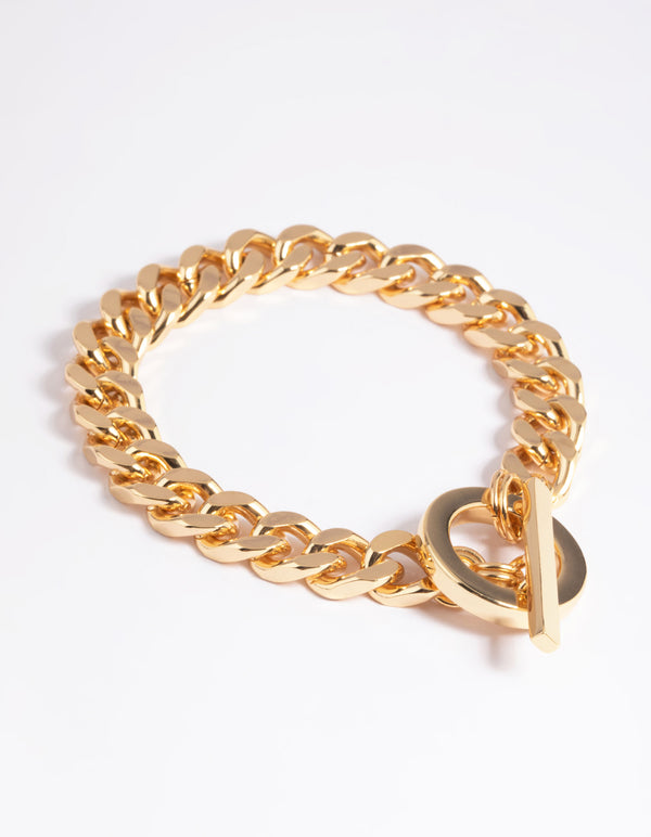 Gold Plated Brass Chunky Fob Bracelet