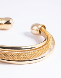 Gold Plated Smooth Cuff Bangle Bracelet - link has visual effect only