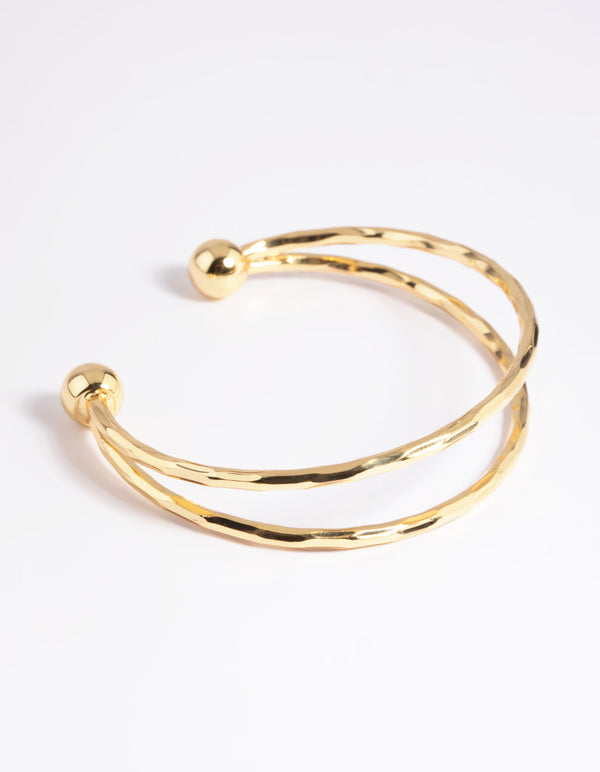 Gold Plated Molten Cuff Bangle Bracelet