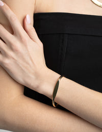 Gold Plated Flat Cuff Bangle Bracelet - link has visual effect only