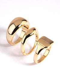 Gold Plated Dome & Signet Ring Stack Pack - link has visual effect only