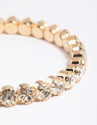 Gold Round Diamante Open Cuff Bangle - link has visual effect only