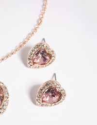 Pink Heart Necklace & Earrings Set - link has visual effect only