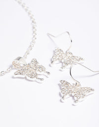 Diamante Pave Butterfly Necklace & Earrings Set - link has visual effect only