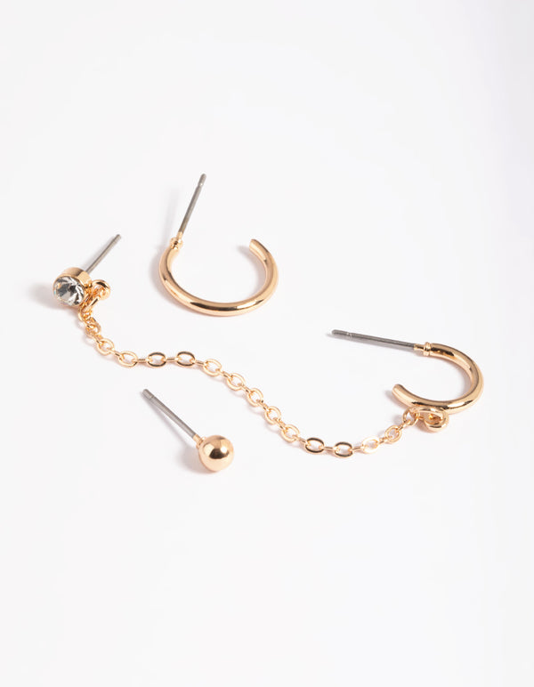 Gold Basic Chain link Earrings 5-Pack