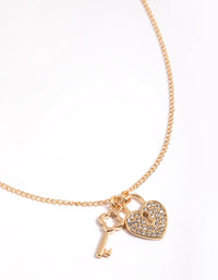 Gold Lock & Key Heart Necklace - link has visual effect only