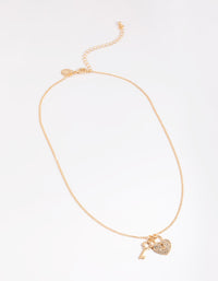 Gold Lock & Key Heart Necklace - link has visual effect only