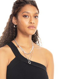 Rhodium Pearl Heart Star Layered Necklace - link has visual effect only