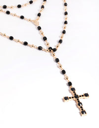 Black Beaded Cross Necklace - link has visual effect only