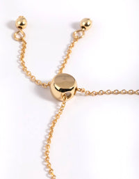 Gold Plated Clear Stone Toggle Bracelet - link has visual effect only