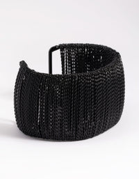 Matte Black Wide Chain Cuff Bangle - link has visual effect only