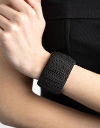 Matte Black Wide Chain Cuff Bangle - link has visual effect only