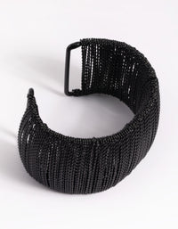 Matte Black Wide Chain Cuff Bangle - link has visual effect only