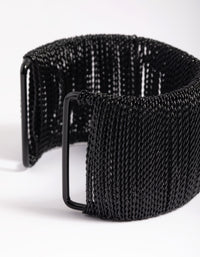 Matte Black Wide Chain Cuff Bangle - link has visual effect only