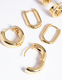 Gold Plated Brass Simple Huggie Hoop Earring Stack 6-Pack - link has visual effect only