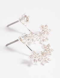 Silver Plated Cubic Zirconia Flower Sandwich Earrings - link has visual effect only