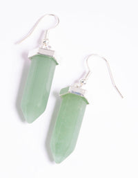 Silver Green Aventurine Shard Drop Earrings - link has visual effect only