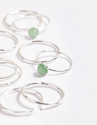 Silver Green Aventurine Ring Stack Pack - link has visual effect only