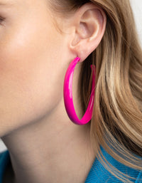 Glossy Pink 60mm Hoop Earrings - link has visual effect only