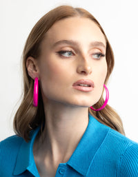 Glossy Pink 60mm Hoop Earrings - link has visual effect only