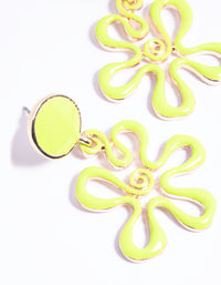 Green Circle Flower Drop Earrings - link has visual effect only