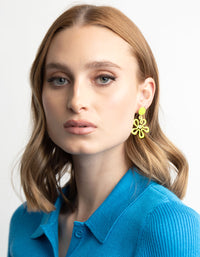 Green Circle Flower Drop Earrings - link has visual effect only