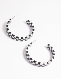 90s Black & White Checked Hoop Earrings - link has visual effect only