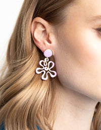 90s Purple Flower Drop Earrings - link has visual effect only