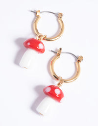 90s Red Mushroom Huggie Hoop Earrings - link has visual effect only