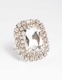 Silver Square Statement Stone Ring - link has visual effect only