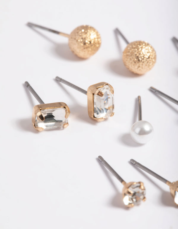 Gold Sphere Stud Earring Pack