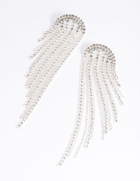 Silver Diamante Chain Drop Earrings - link has visual effect only