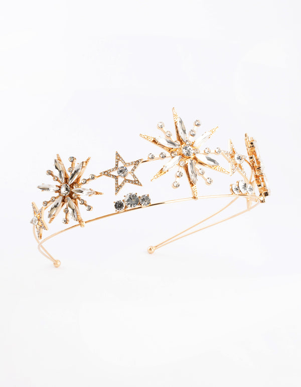 Metal Star Double Row Embellished Headband