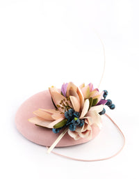 Blush Fabric Pillbox With Floral & Quill Detail - link has visual effect only