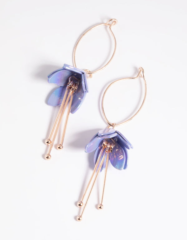 Rose Gold Flower Drop Earrings