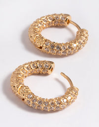 Gold Plated Cubic Zirconia Huggie Earrings - link has visual effect only