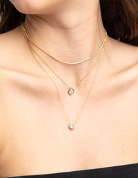 Gold Plated Cubic Zirconia Triple Layered Necklace - link has visual effect only