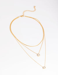 Gold Plated Cubic Zirconia Triple Layered Necklace - link has visual effect only