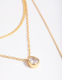 Gold Plated Cubic Zirconia Triple Layered Necklace - link has visual effect only