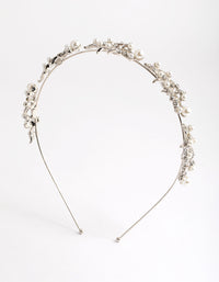 Silver Diamante Leaf & Pearl Headband - link has visual effect only