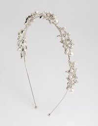 Silver Diamante Leaf & Pearl Headband - link has visual effect only