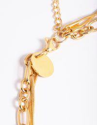 Waterproof Gold Plated Stainless Steel Oval Chunky Disc Layered Necklace - link has visual effect only