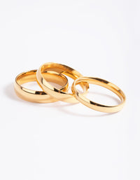 Waterproof Gold Plated Stainless Steel Plain Band Ring Pack - link has visual effect only