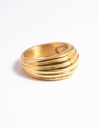 Gold Plated Stainless Steel Line Detail Dome Ring - link has visual effect only