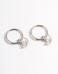 Surgical Steel Cubic Zirconia Trio Marquise Hoop Earrings - link has visual effect only